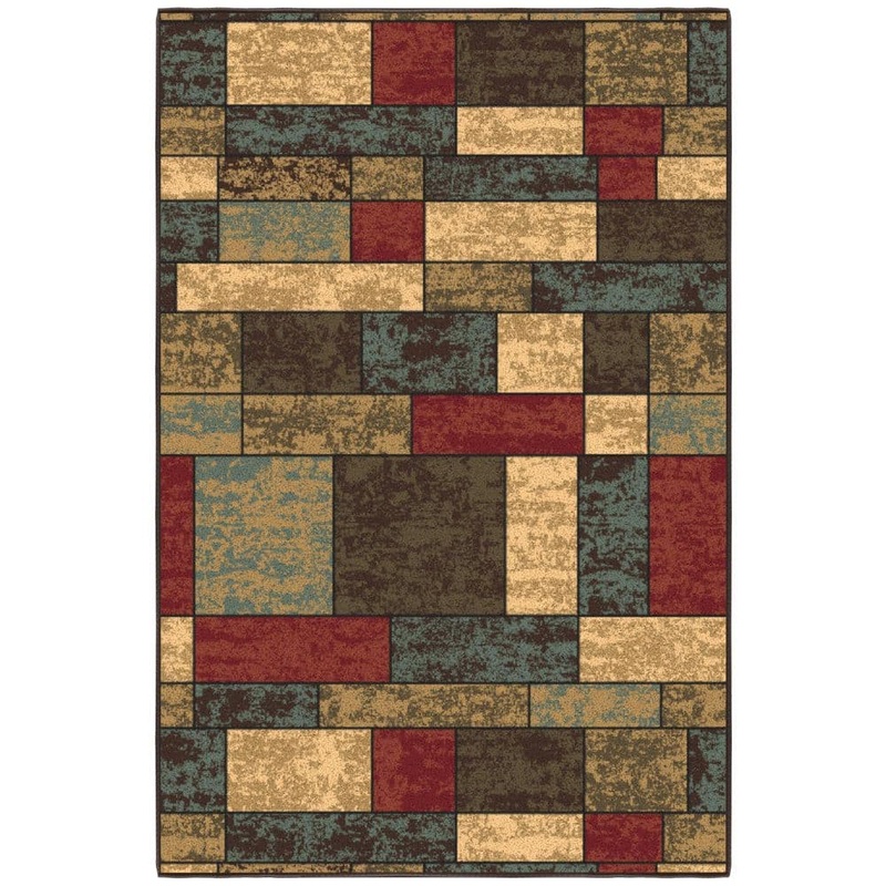 Ottomanson Ottohome Collection Non-Slip Rubberback Boxes Design 3×5 Indoor Area Rug, 3 ft. 3 in. x 5 ft., Multicolor OTH2309-3X5