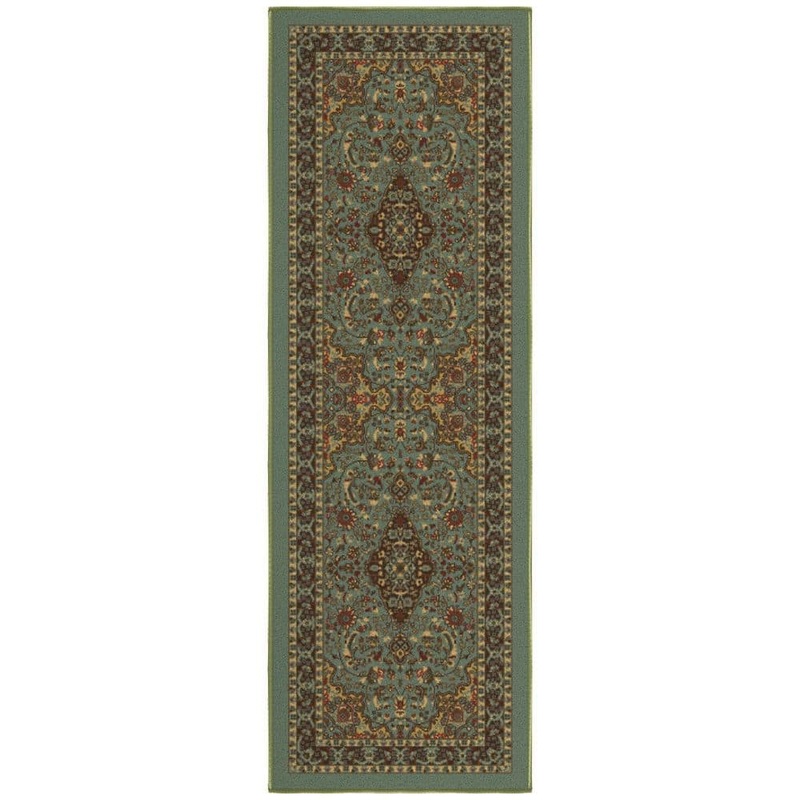 Ottomanson Ottohome Collection Non-Slip Rubberback Medallion 2×5 Indoor Runner Rug,1 ft. 8 in. x4 ft. 11 in.,Dark Seafoam Green OTH2215-20X59
