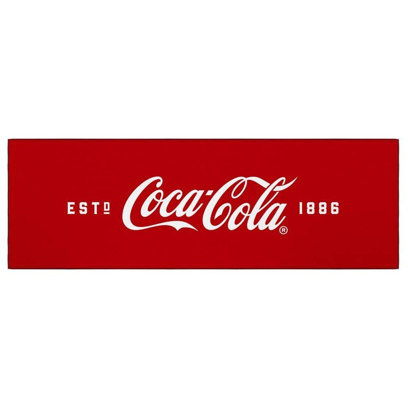 Ottomanson Red 2 ft. x 5 ft. For Man Cave Bedroom Kitchen Coca-Cola Logo Non-Slip Runner Rug COKE100-20X59