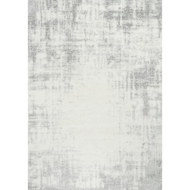 Pasargad Home Paris Shag Ivory/Grey 5 ft. x 7 ft. Abstract Area Rug PJS-676 5×7