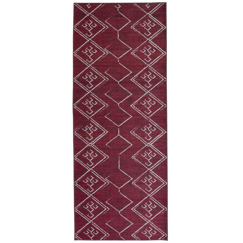 PLAYA RUG Aspen Burgundy Creme 2 ft. 8 in.. X 8 ft. Machine Washable Tribal Moroccan Bohemian Polyester Non-Slip Backing Area Rug PLY-AS-BUR-2X8