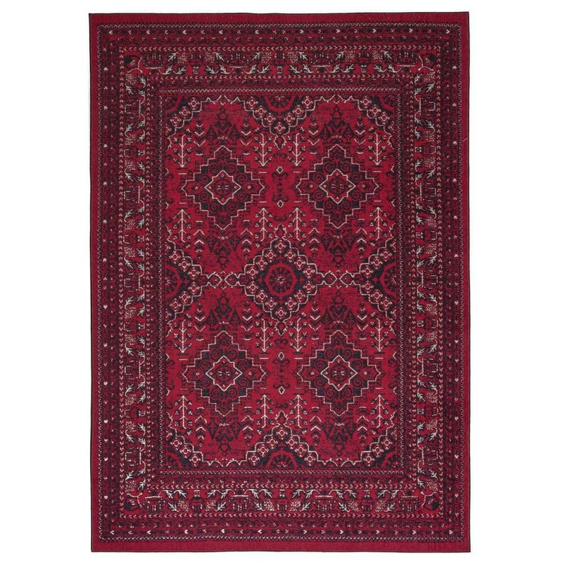 PLAYA RUG Denali Burgundy 8 ft. x 10 ft. Vintage Turkoman Oriental Bokhara Machine Washable Area Rug PLY-DENA-8X10