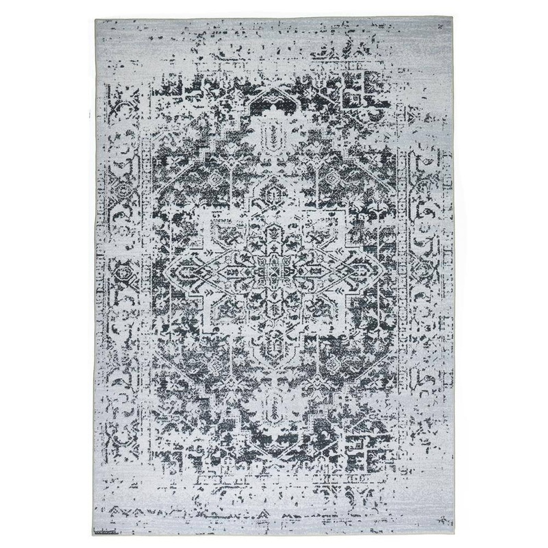 PLAYA RUG Himalayas Black Creme 10 ft. x 14 ft. Machine Washable Modern Floral Abstract Polyester Non-Slip Backing Area Rug HMY-BLK-10X14