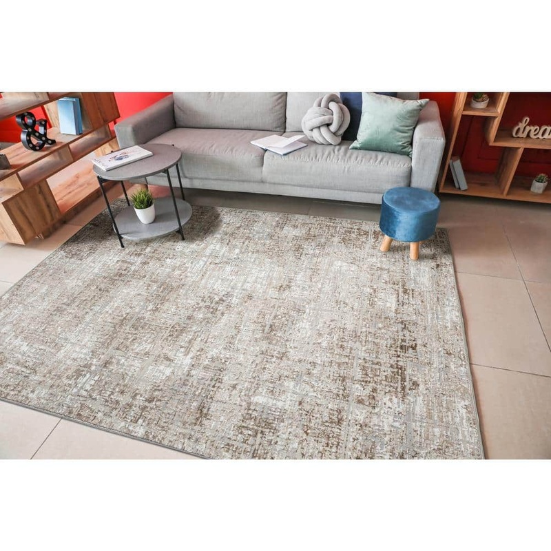 RADICI USA Beige 5 ft. x 8 ft. Livigno 1241 Transitional Striated Area Rug 1241/1002/BEIGE