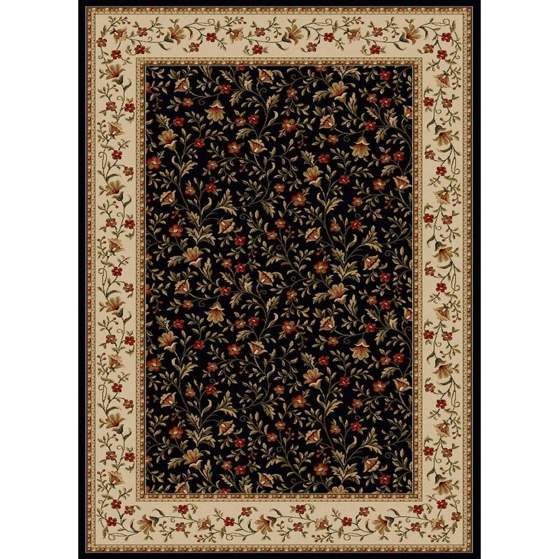 RADICI USA Como Black 5 ft. x 7 ft. Traditional Floral Area Rug 1593/1111/BLACK