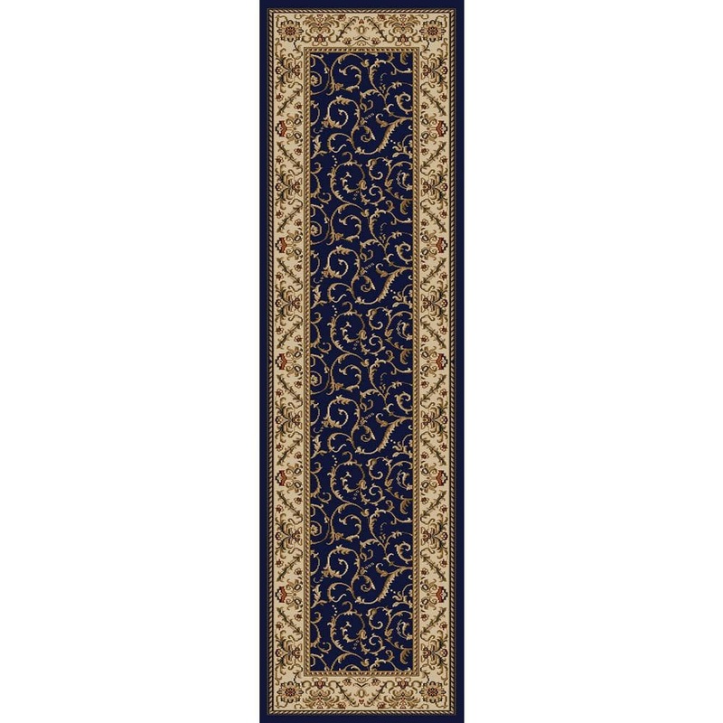 RADICI USA Como Navy 2 ft. x 8 ft. Traditional Floral Scroll Area Rug 1599/1554/NAVY