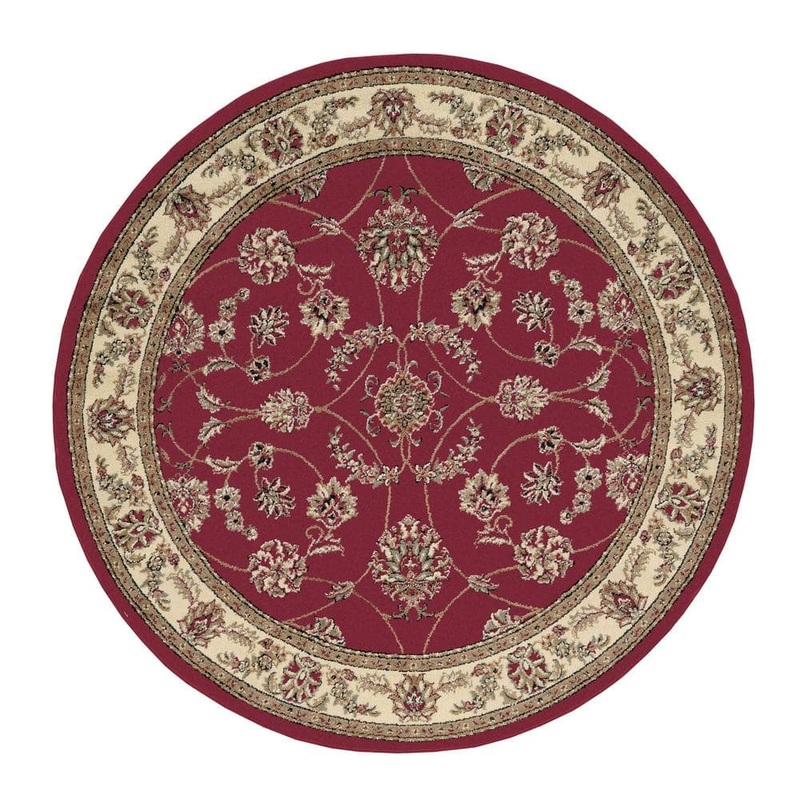 RADICI USA Como Red 5 ft. Round Traditional Oriental Scroll Area Rug 1596/1335/RED