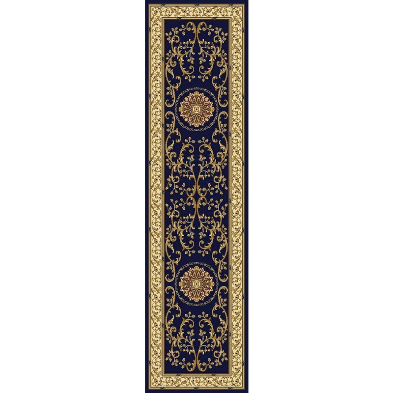 RADICI USA Noble Navy 2 ft. x 8 ft. Traditional Medallion Oriental Area Rug 1419/1344/NAVY