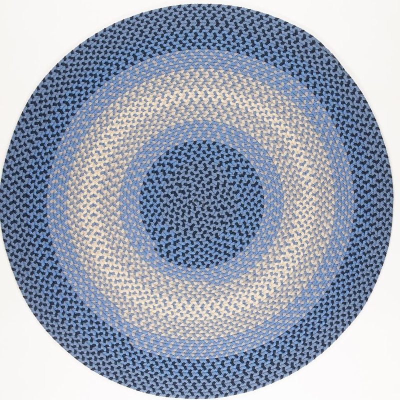Rhody Rug Pioneer Blue Multi 4 ft. x 4 ft. Round Indoor/Outdoor Braided Area Rug PI12R048X048