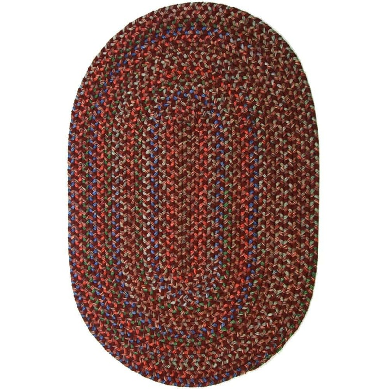 Rhody Rug Kennebunkport Burgundy Multi 8 ft. x 11 ft. Oval Indoor/Outdoor Braided Area Rug KB43R096X132