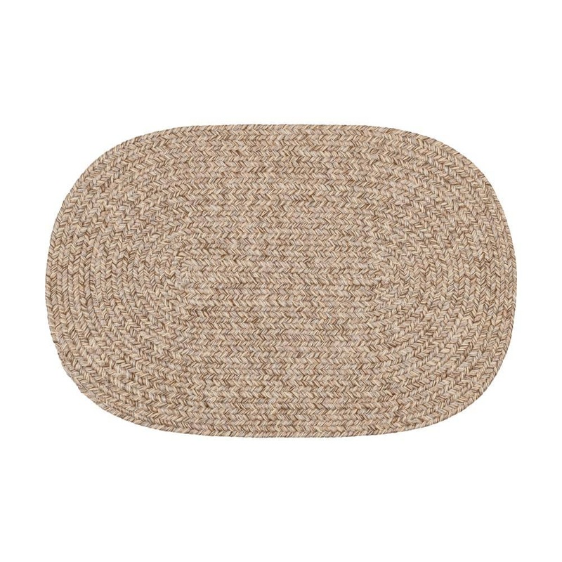 Rhody Rug Newberry Oatmeal Tweed 3 ft. x 5 ft. Oval Indoor/Outdoor Braided Area Rug NE58R036X060