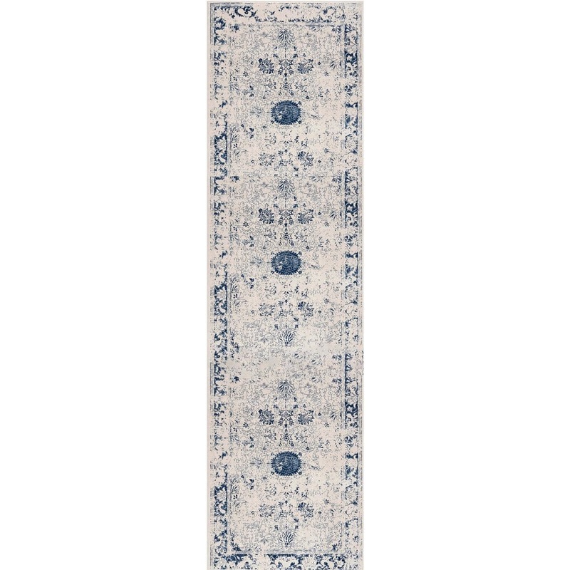 Rug Branch Havana Navy Blue 2 ft. 3 in. x 8 ft. Traditional Distressed Runner Area Rug CA9336NY28