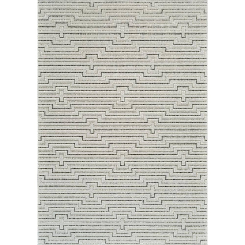 Rug Branch Maise Cream Beige 5 ft. x 7 ft. Modern Abstract Indoor Outdoor Area Rug AU9419CR57