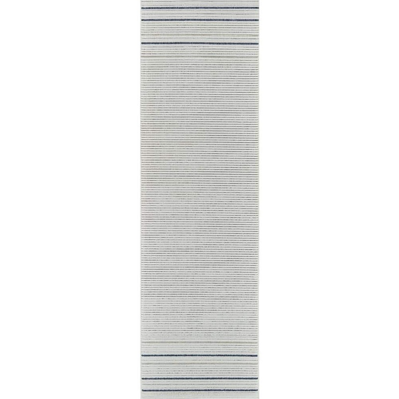 Rug Branch Maise Cream Blue 2 ft. x 8 ft. Modern Abstract Indoor Outdoor Runner Rug AU9416CR28