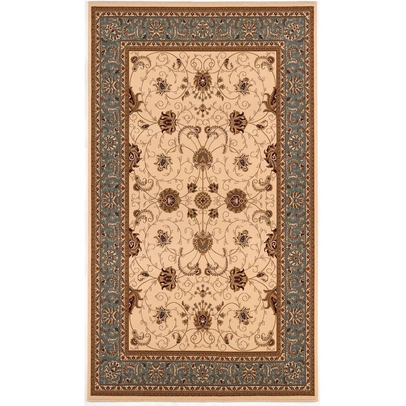 Rug Branch Majestic Cream Blue 5 ft. 3 in. x 7 ft. 5 in. Traditional Area Rug JA2117CRBLUE58