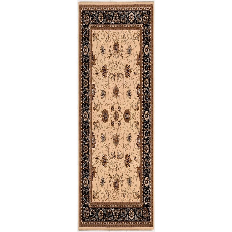 Rug Branch Majestic Traditional Cream Black 2 ft. 3 in. x 10 ft. Runner Transitional Area Rug JA2117CRBK212