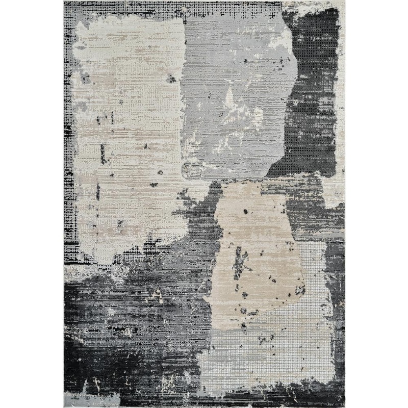 Rug Branch Nomad Black Beige 5 ft. x 8 ft. Modern Abstract Indoor Area Rug NA9221BK58