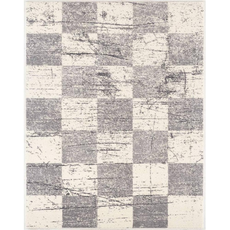 Rug Branch Nova Modern White Grey 7 ft. 9 in. x 10 ft. 6 in. Abstract Area Rug Large CO4477AWH811