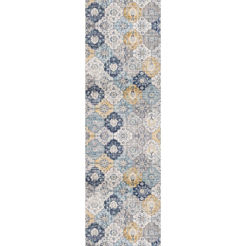 Rug Branch Savannah Blue 2 ft. 3 in. x 20 ft. Modern Abstract Runner Rug SP2855BL220