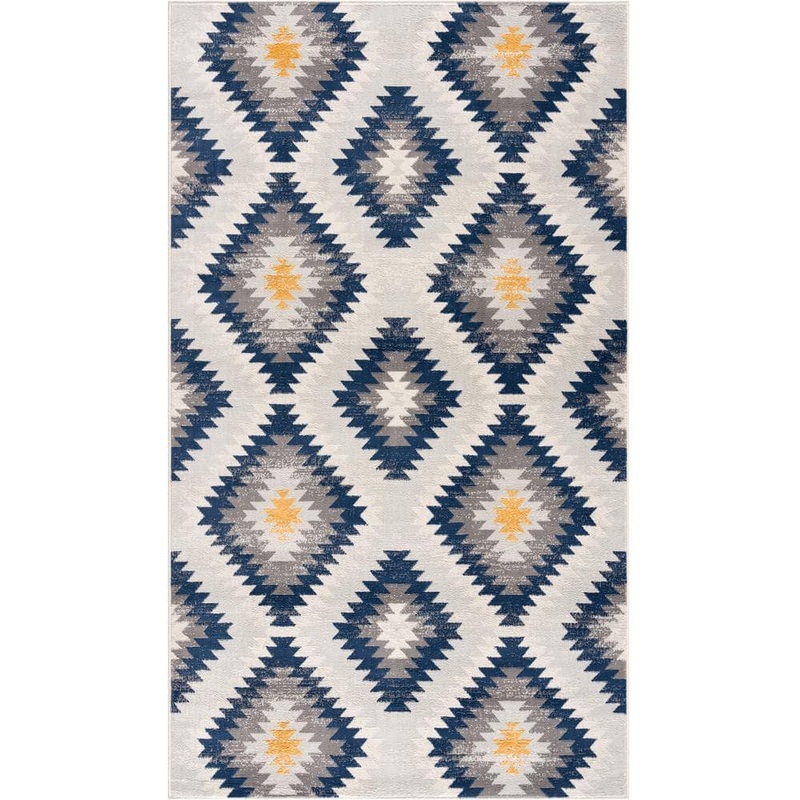 Rug Branch Savannah Blue 2 ft. 3 in. x 5 ft. Modern Abstract Doormat Area Rug Entrance Floor Mat SP2845BL25