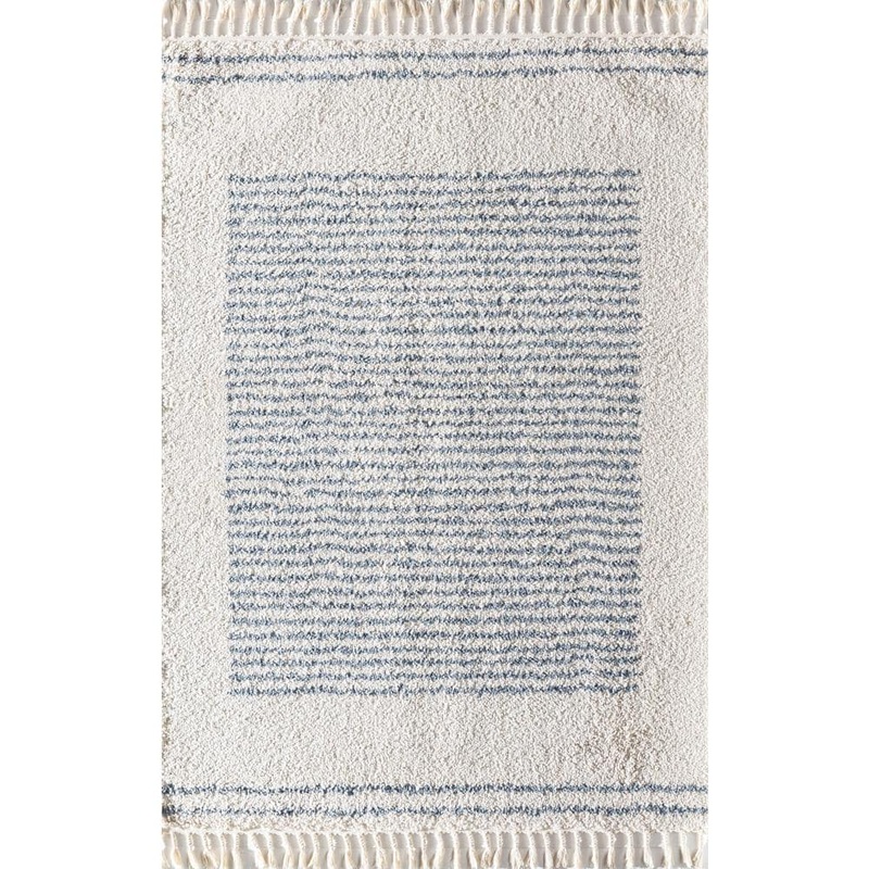 Rugs America Ice Frost Stripe Shag White 8 ft. x 10 ft. Area Rug RA32606