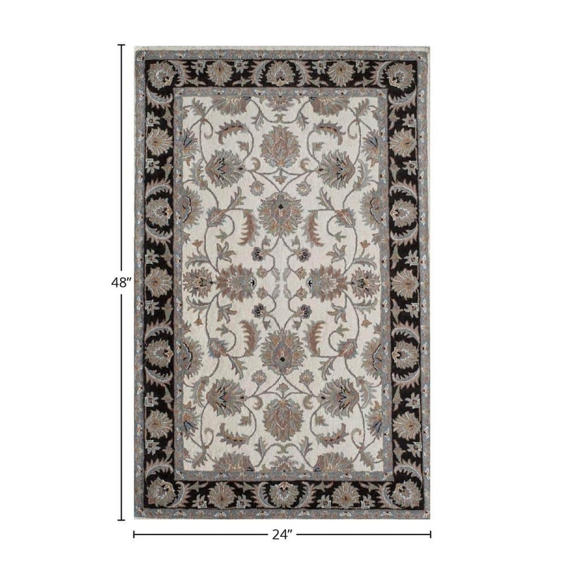 Rugs America New Dynasty Ivory Gray 2 ft. x 4 ft. Wool Area Rug RA25777