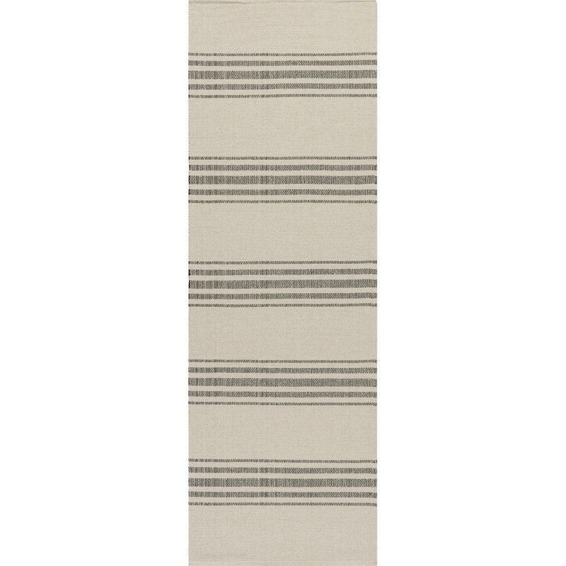 RUGS USA Bergamot Striped Cotton Beige 3 ft. x 8 ft. Runner Rug NEVN04A-2608