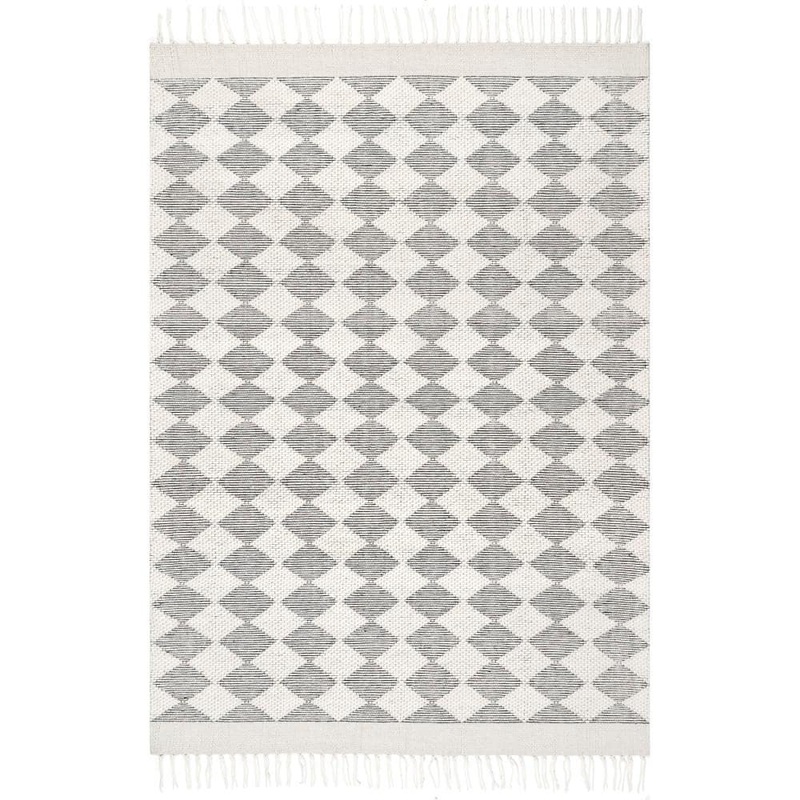 RUGS USA Fractal Diamond Wool Grey 5 ft. x 8 ft. Area Rug SCMT02A-508