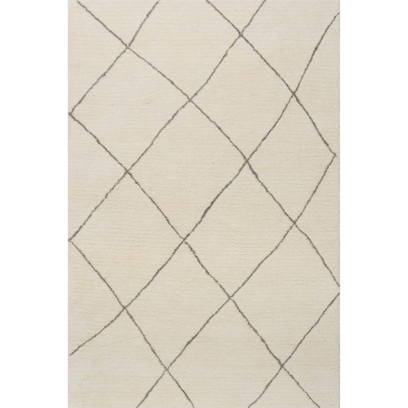 RUGS USA Frenshe Interiors Ivory 3 ft. x 5 ft. Beachwood Trellis Wool Indoor/Outdoor Patio Area Rug AEBK02A-305