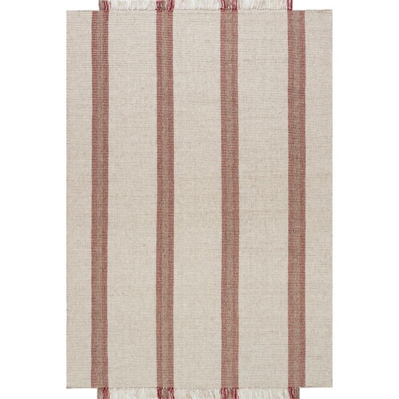 RUGS USA Frenshe Interiors Nichols Striped Wool Ivory 10 ft. x 14 ft. Indoor/Outdoor Patio Area Rug WDDN03A-10014