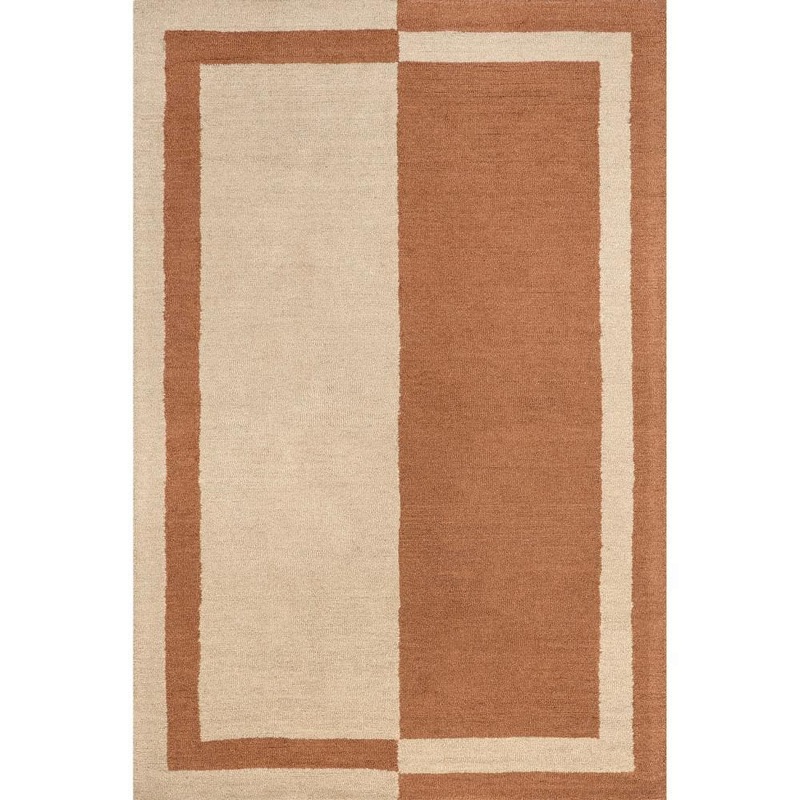 RUGS USA Gino Two-Tone Bordered Wool Rust 4 ft. x 6 ft. Area Rug WDCR02B-406