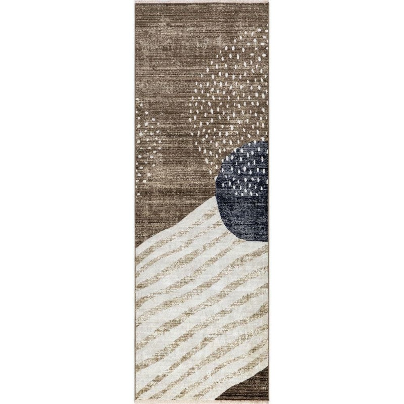 RUGS USA Manaslu Sunrise Fringed Light Brown 3 ft. x 8 ft. Indoor/Outdoor Patio Runner Rug BDSN56B-2808