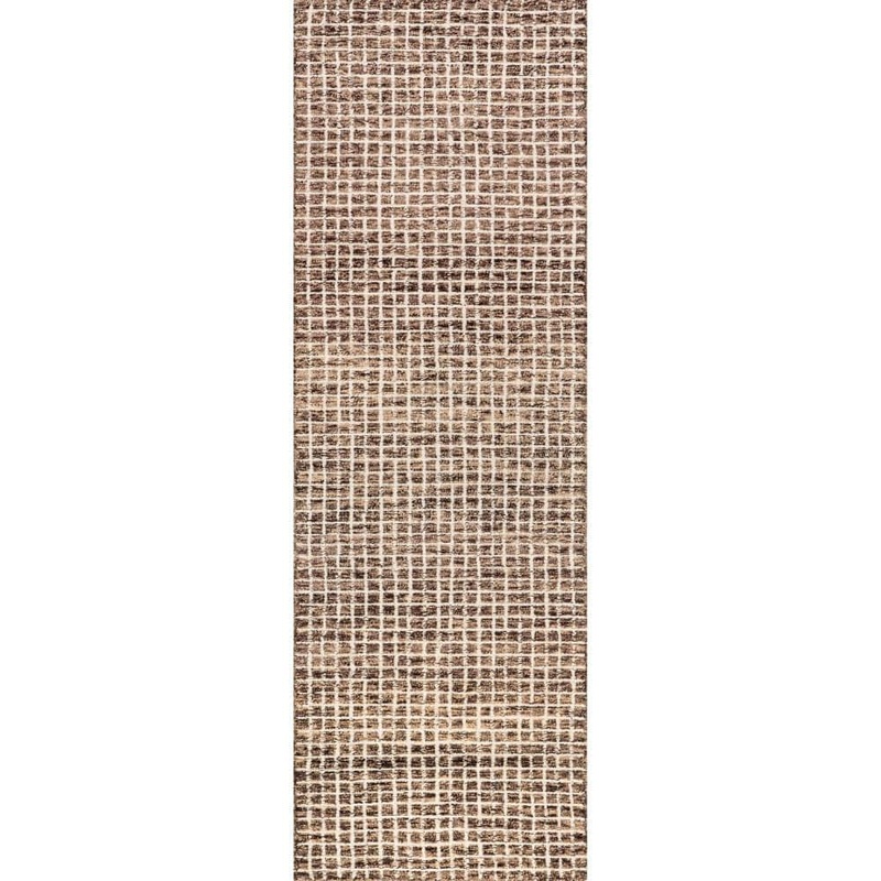 RUGS USA Melrose Checked Wool Brown 3 ft. x 14 ft. Indoor/Outdoor Patio Runner Rug SPCR01A-26014