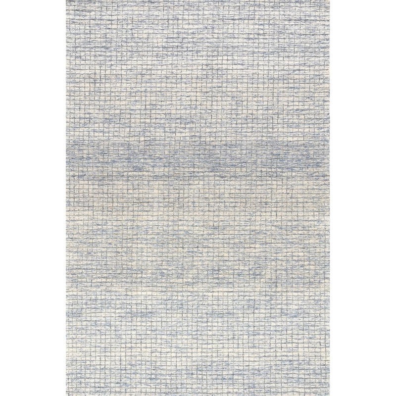 RUGS USA Melrose Checked Wool Light Blue & Grey 4 ft. x 6 ft. Indoor/Outdoor Patio Rug SPCR01G-406