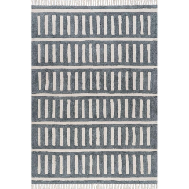 RUGS USA Merrick Tasseled Cotton and Wool Teal 9 ft. x 12 ft. Indoor/Outdoor Patio Area Rug SVED01B-9012