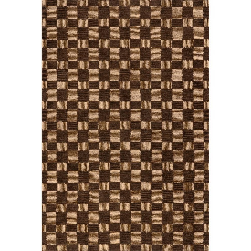 RUGS USA Quince Checkered Wool Brown 8 ft. x 10 ft. Indoor/Outdoor Patio Rug NEAL01A-8010