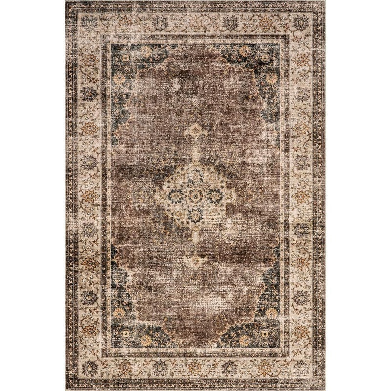 RUGS USA Rosewood Vintage Machine Washable Dark Brown 10 ft. x 14 ft. Indoor/Outdoor Patio Area Rug HJVL62B-960136