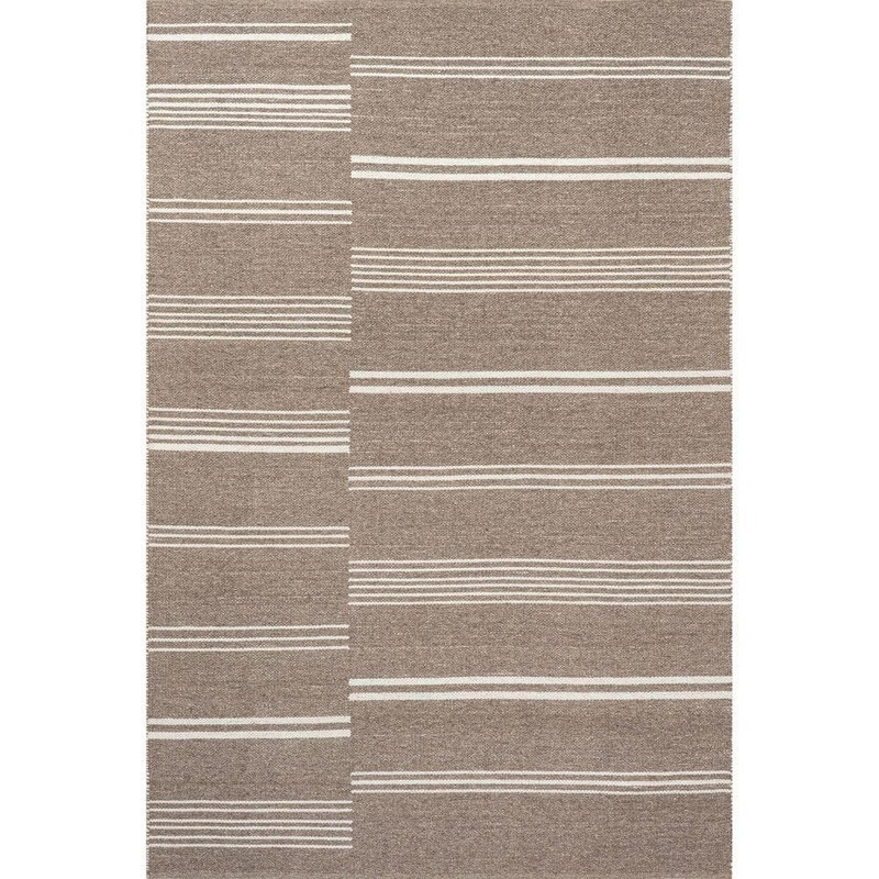 RUGS USA Birchwood Reversible Striped Wool Dark Beige 5 ft. x 8 ft. Indoor/Outdoor Patio Rug WDMY01A-508