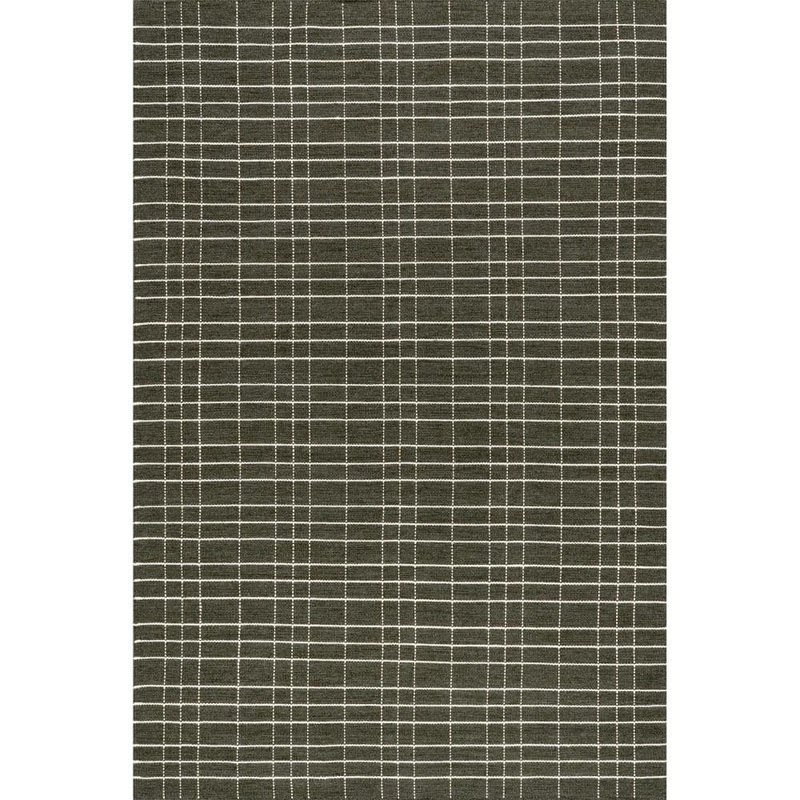 RUGS USA Charlie Plaid Wool Green 3 ft. x 5 ft. Indoor/Outdoor Patio Rug AECR17B-305