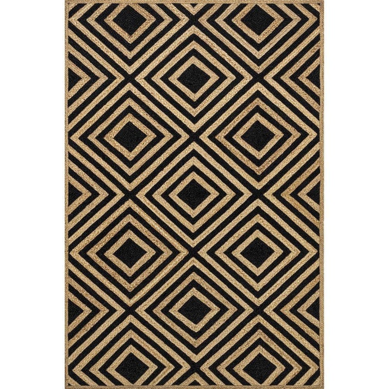 RUGS USA Dogwood Tiled Jute Black 5 ft. x 8 ft. Area Rug TAJT23B-508