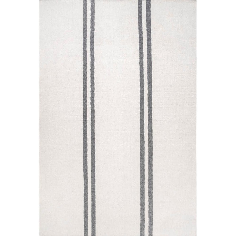 RUGS USA Elowen Double Striped Wool Ivory 4 ft. x 6 ft. Area Rug JAMC02A-406