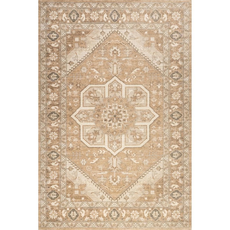 RUGS USA Evermore Medallion Wool and Cotton Brown 6 ft. x 9 ft. Indoor/Outdoor Patio Rug SVCV04A-609