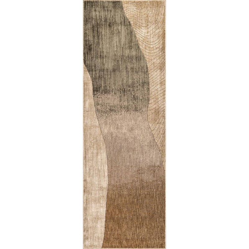 RUGS USA Faela Abstract Fringe Light Brown 3 ft. x 8 ft. Indoor/Outdoor Patio Runner Rug RZIT03B-2808