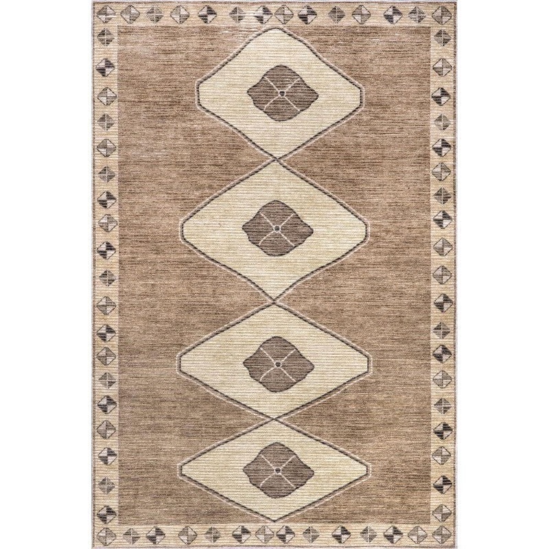 RUGS USA Fennel Diamond Machine Washable Light Brown 8 ft. x 10 ft. Indoor/Outdoor Patio Rug KFZM04A-8010