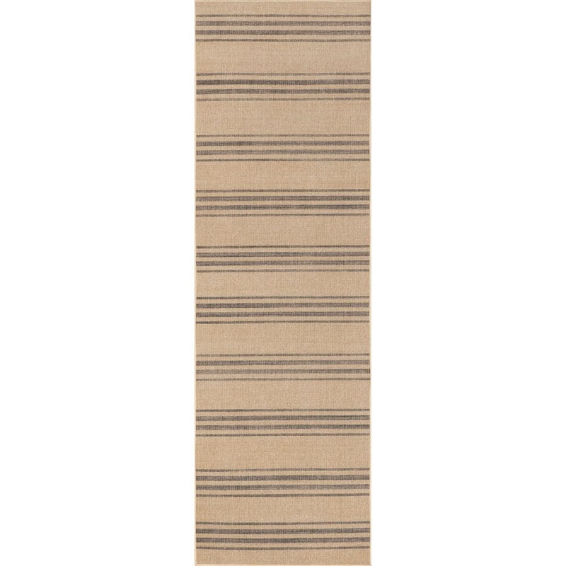 RUGS USA Lavina Striped Easy Jute Machine Washable Natural 3 ft. x 8 ft. Runner Rug BIWL16A-2608