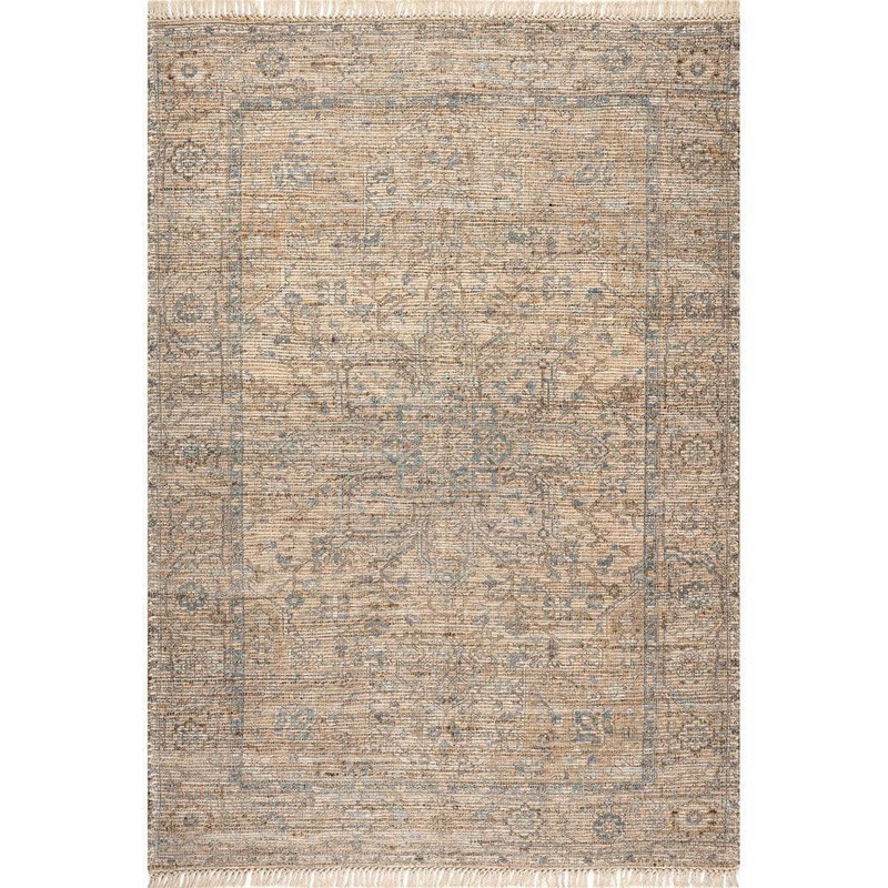 RUGS USA Lennox Persian Medallion Tassel Sand 9 ft. x 12 ft. Indoor/Outdoor Patio Rug SVIN20E-9012