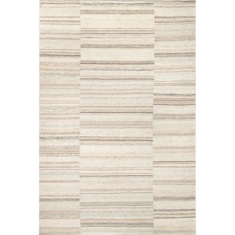 RUGS USA Marble Striped Wool-Blend Beige 5 ft. x 8 ft. Area Rug NESK01A-508