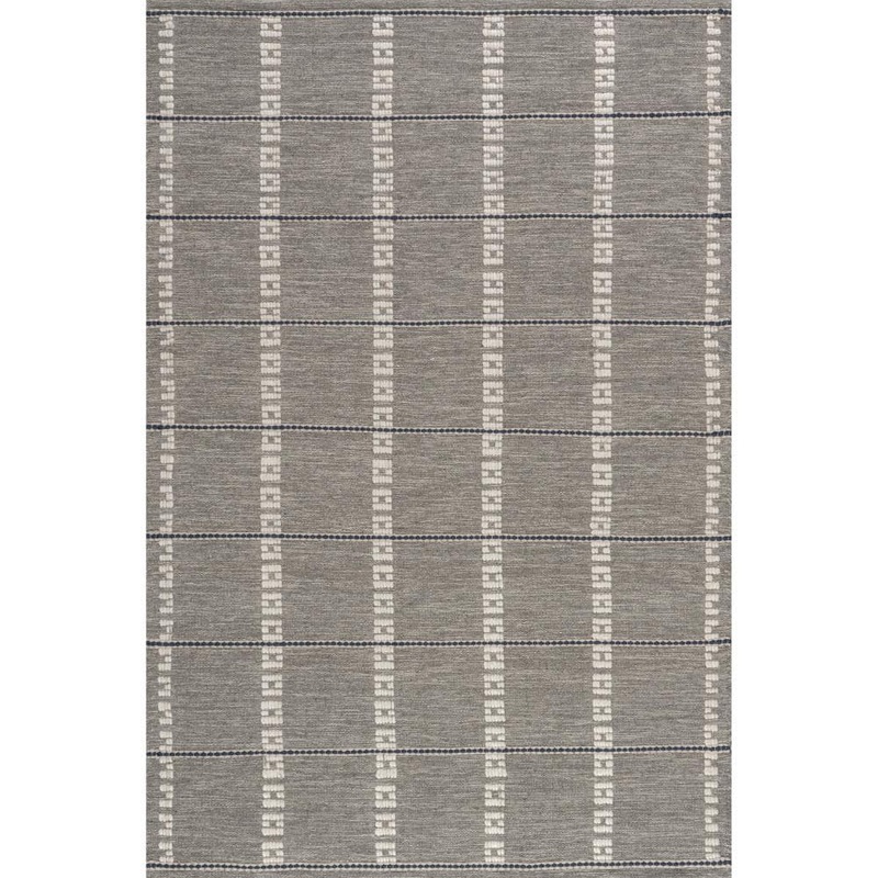 RUGS USA Morgan Geometric Check Wool and Cotton Grey 4 ft. x 6 ft. Indoor/Outdoor Patio Rug CCTR02A-406