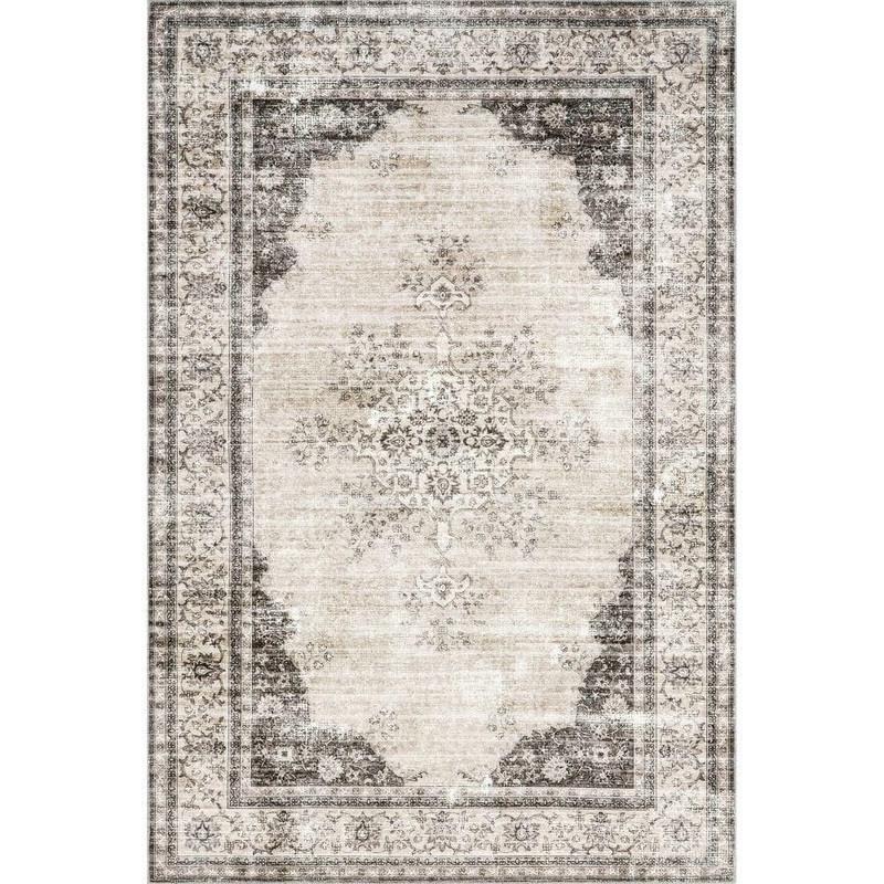 RUGS USA Rosewood Vintage Machine Washable Ivory 9 ft. x 12 ft. Indoor/Outdoor Patio Rug HJVL62C-9012
