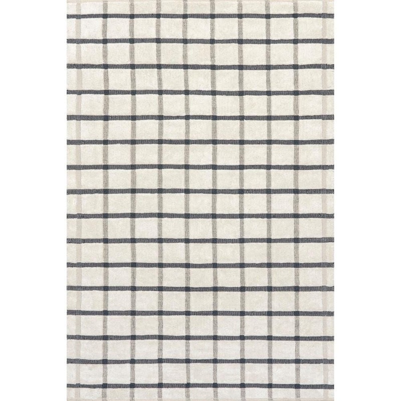 RUGS USA Rowena Checked Wool Ivory 4 ft. x 6 ft. Indoor/Outdoor Patio Rug SVOH02A-406